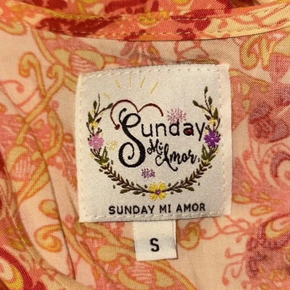 Anthropologie Sunday Mi Amor Floral Print Midi Dress Size Small Party Event - Picture 6 of 8